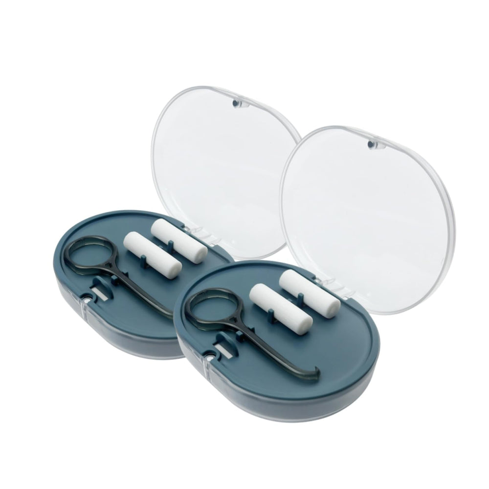 Dual-layer design retainer case showing upper and lower compartments