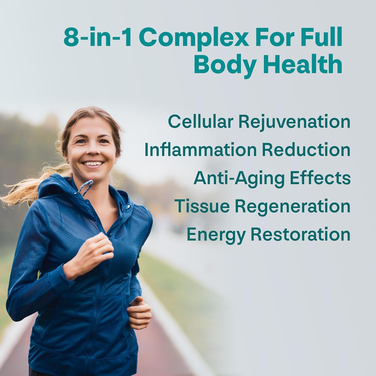 Highlights blend of Fisetin, Quercetin, and NAC in the formula