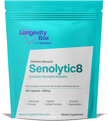 Front view of Senolytic Anti-Aging Supplement bottle