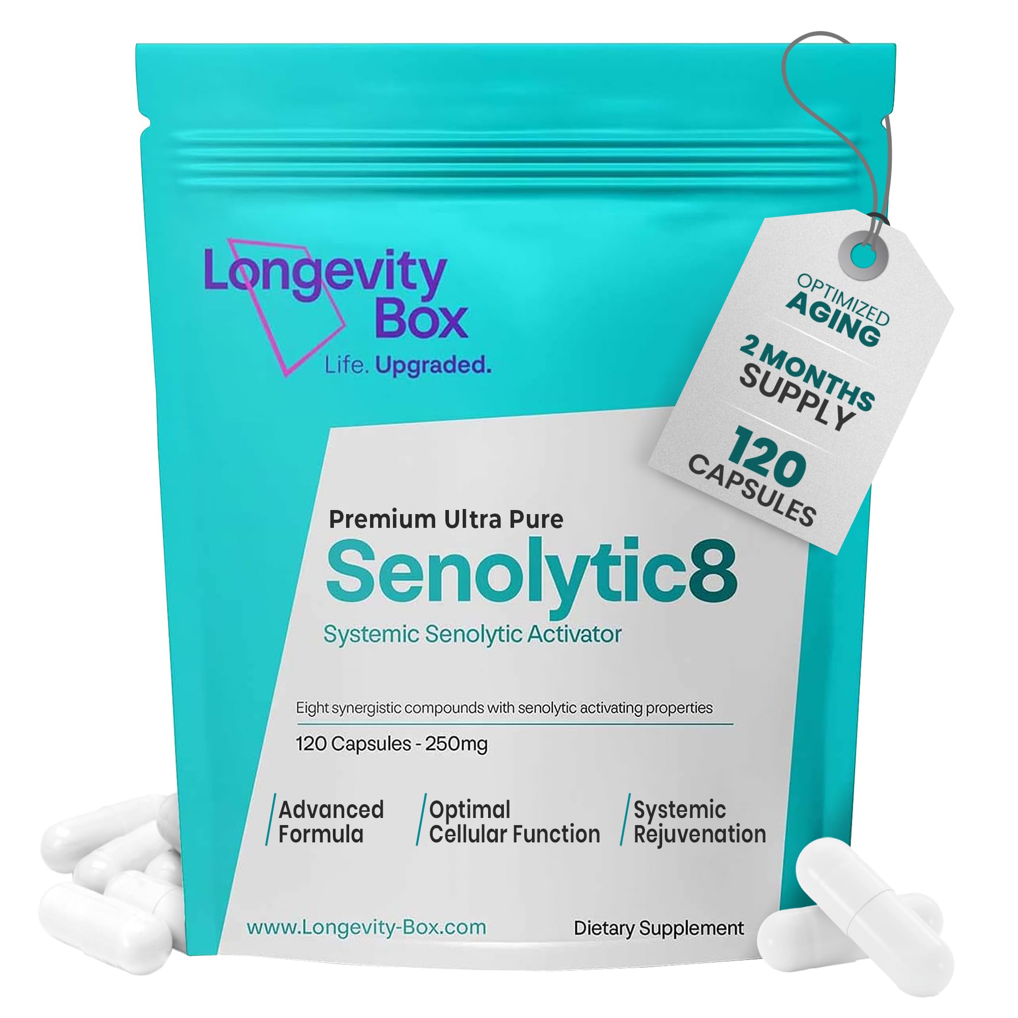 Hero image: Senolytic Anti-Aging Supplement bottle