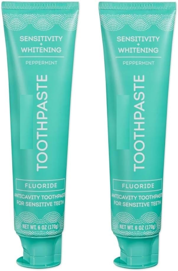 Pack of 2 Sensitivity + Whitening Peppermint Fluoride Toothpaste, 6oz/170g each