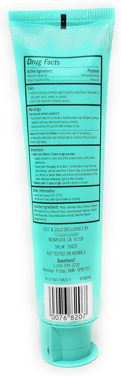 Close-up of toothpaste tube showing peppermint flavor and anticavity protection