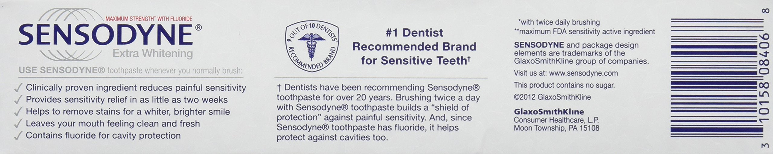 Pack of 3 Sensodyne Extra Whitening Toothpaste 6 oz