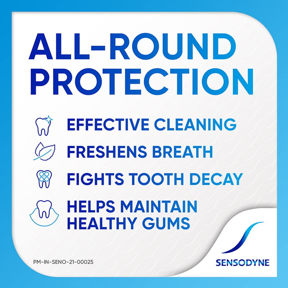 Sensodyne brand logo with Fresh Gel variant packaging