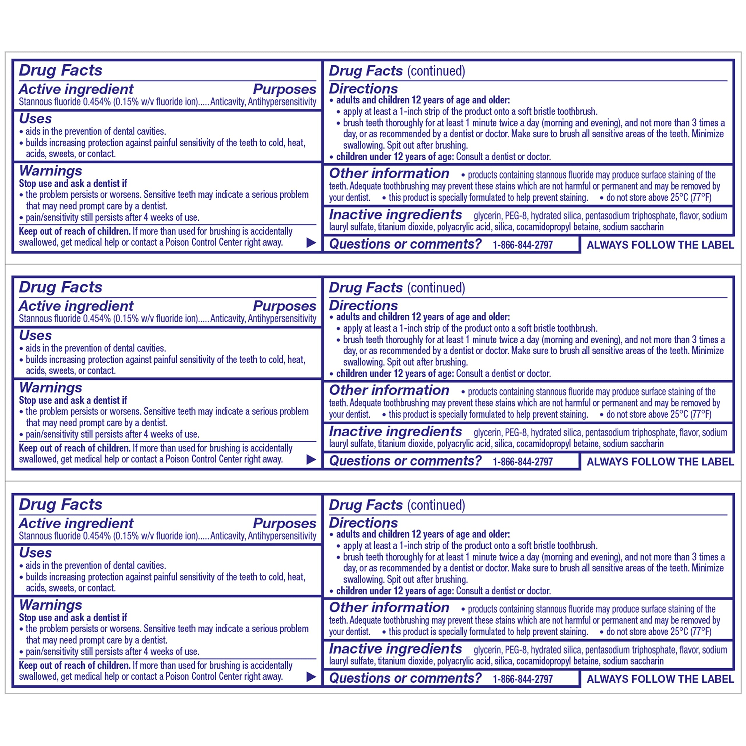 Usage guidance: twice daily brushing for sensitivity relief