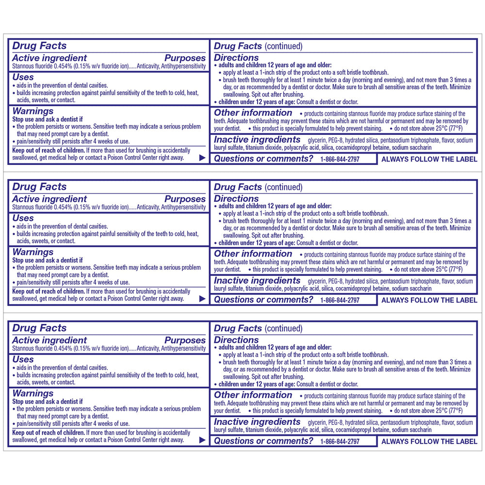 Usage guidance: twice daily brushing for sensitivity relief