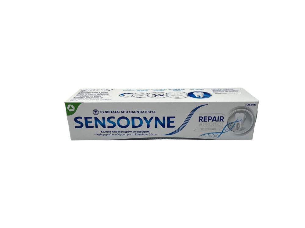 Packaging and tube of Sensodyne Repair & Protect 75 ml toothpaste