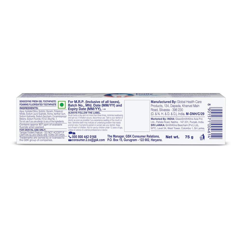 Sensodyne Fresh Gel toothpaste 75 g - packaging side view