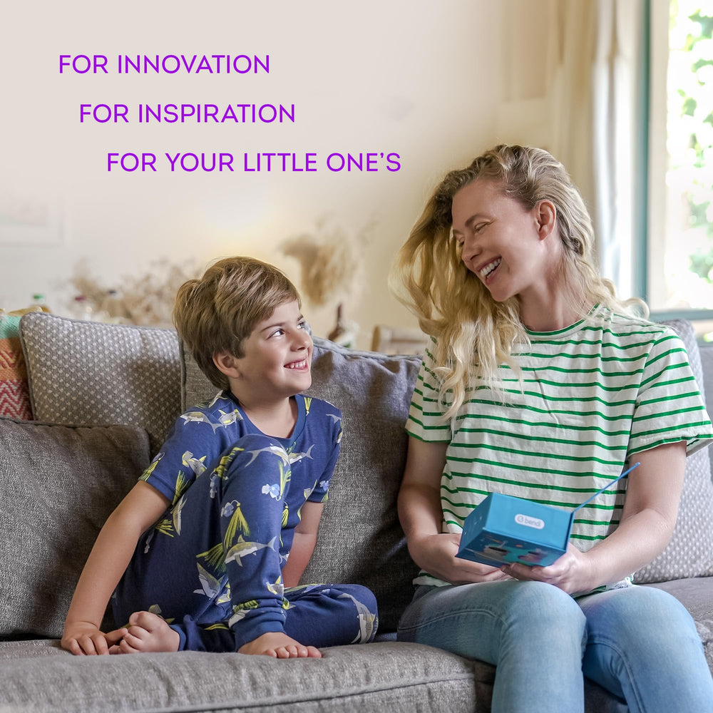 Travel-ready kit with USB cable and extra brush heads for kids