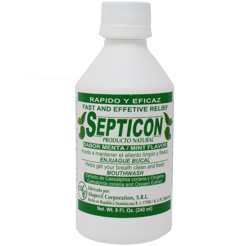 Septicon Mint Flavor 8 fl oz bottle on kitchen counter