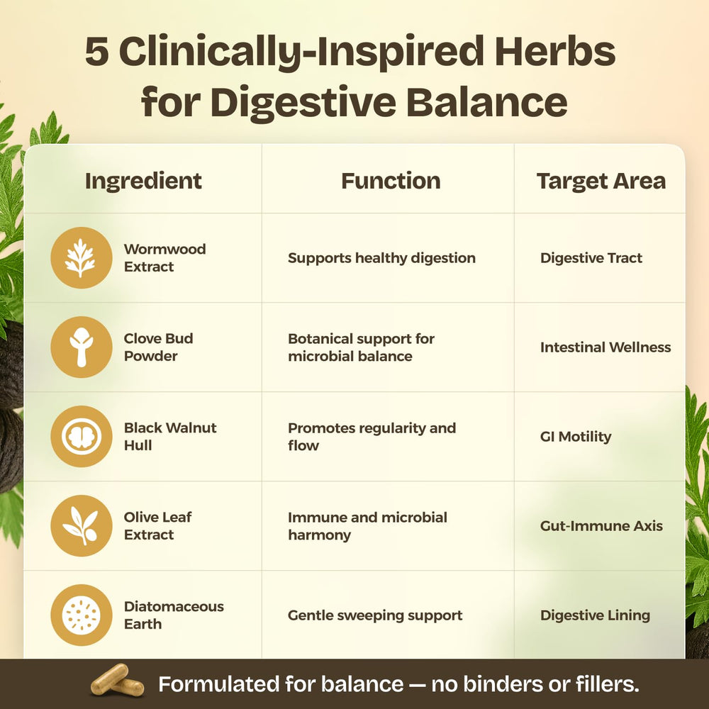 Serene Herbs Paraclara vegan formula label emphasizing clean herbal ingredients.