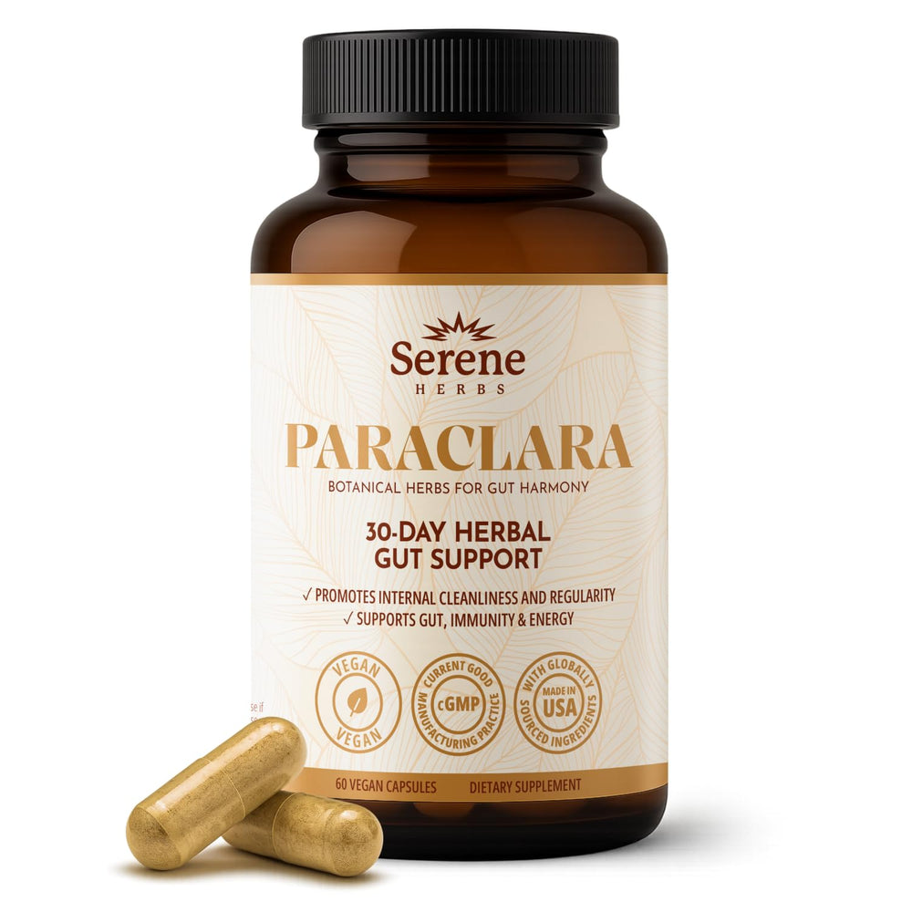 Serene Herbs Paraclara wormwood bottle for natural digestive support at home.