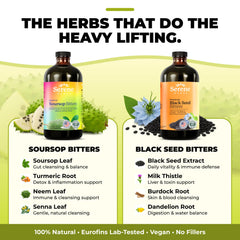 Liquid bitters being poured into a glass for serving