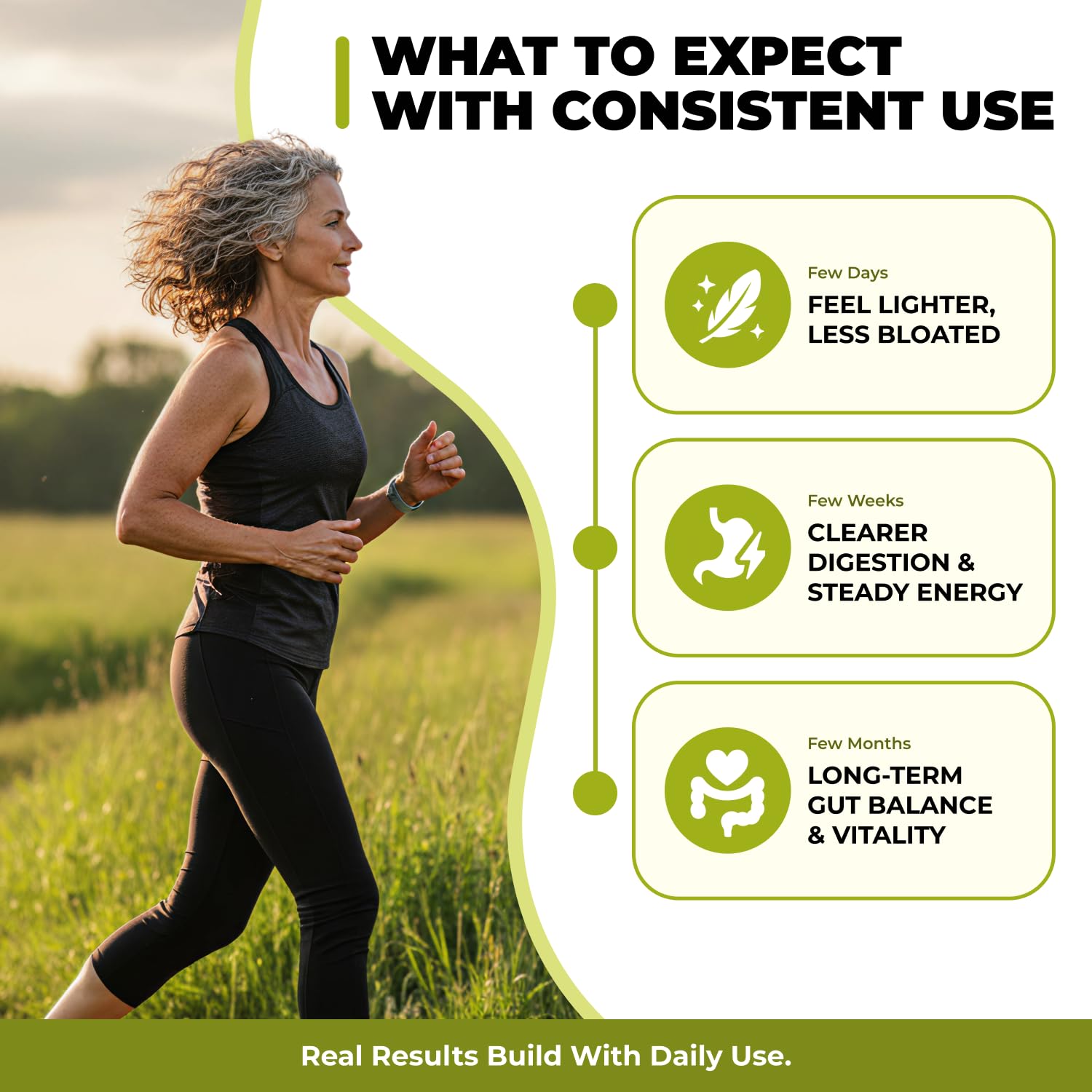 Product beside a glass of water representing daily digestive wellness usage