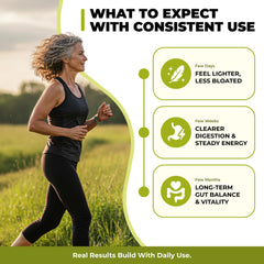 Product beside a glass of water representing daily digestive wellness usage