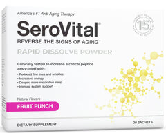 Front view of Serovital Rapid Dissolve Powder Fruit Punch packaging