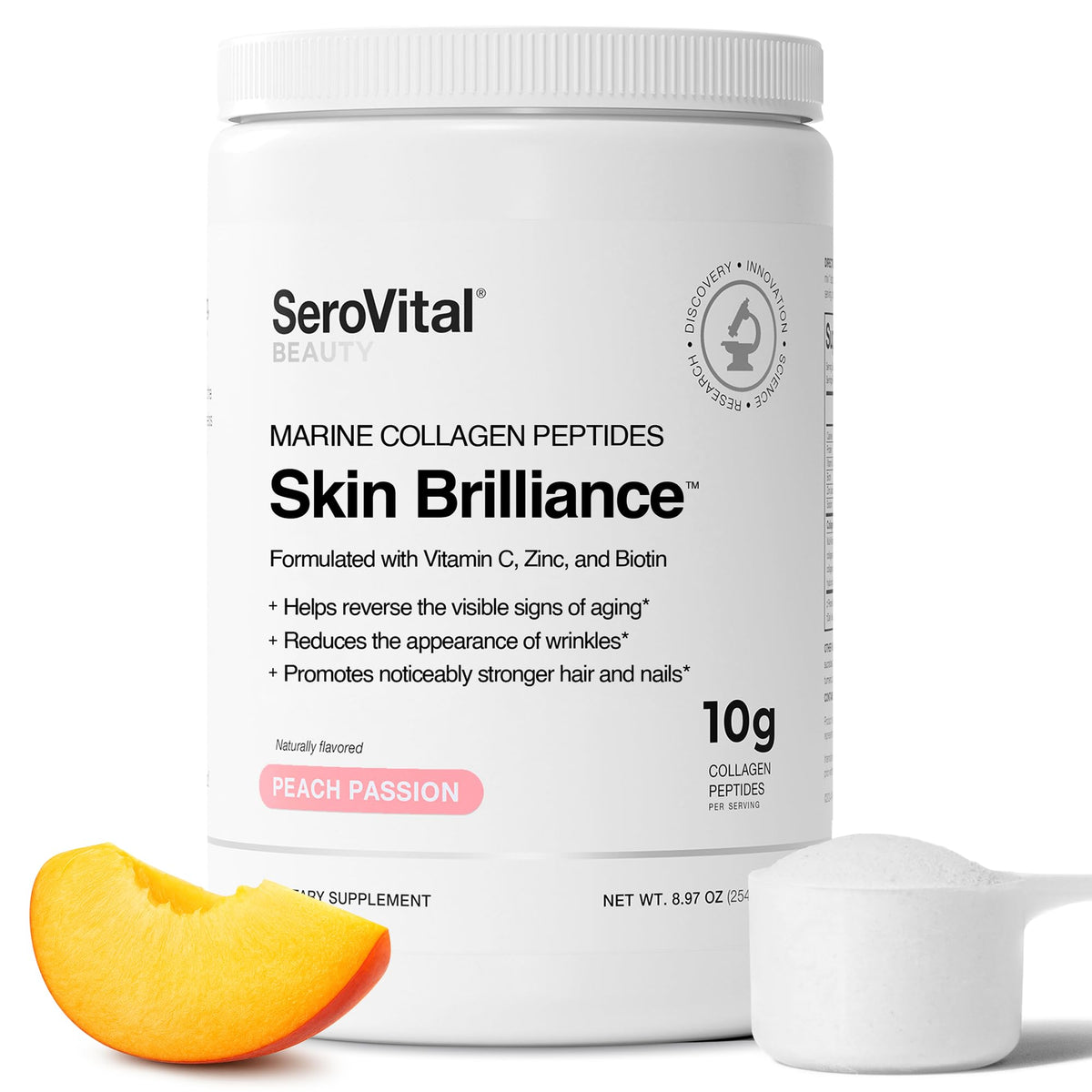 Serovital Skin Brilliance front label and packaging