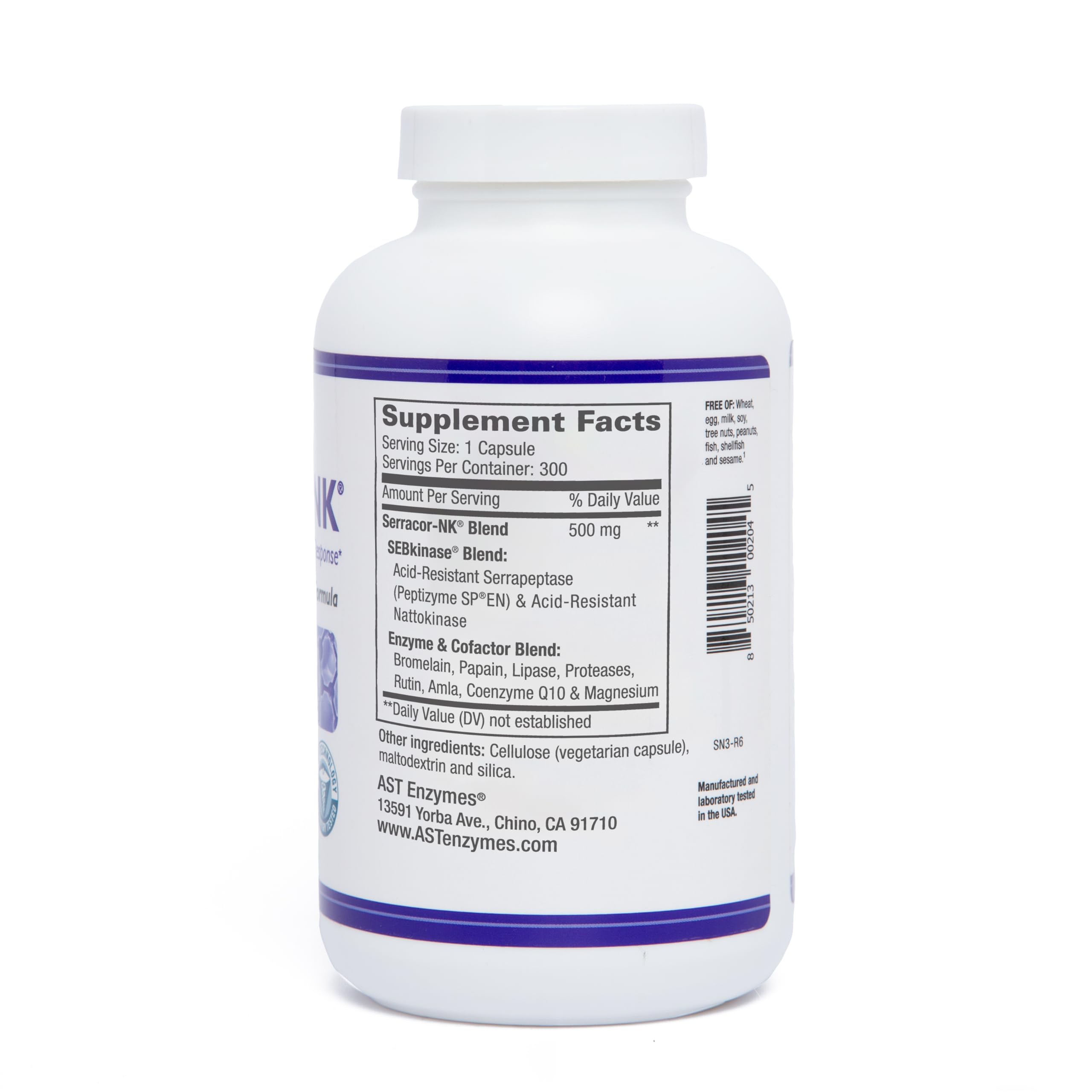 Serracor-NK ingredients highlighting systemic enzyme blend