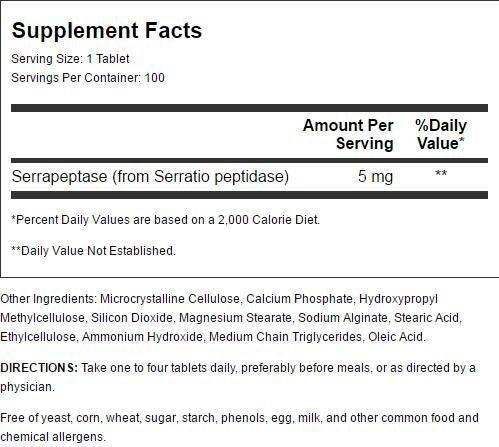 Serraflazyme 5 mg enteric-coated Serrapeptase tablets packaging