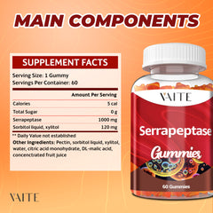 Digestive support gummies with serrapeptase 120000 SPU