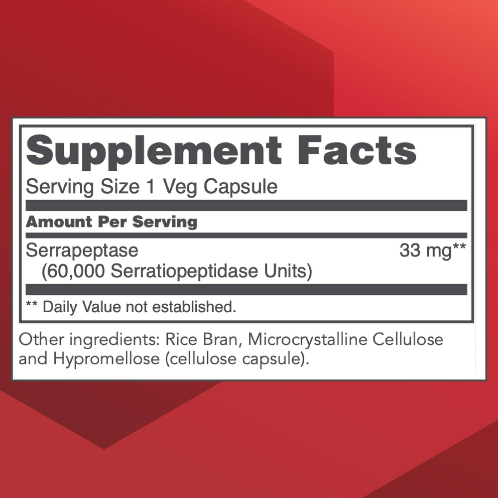 Close-up of Serrapeptase 60,000 units digestive enzyme capsule