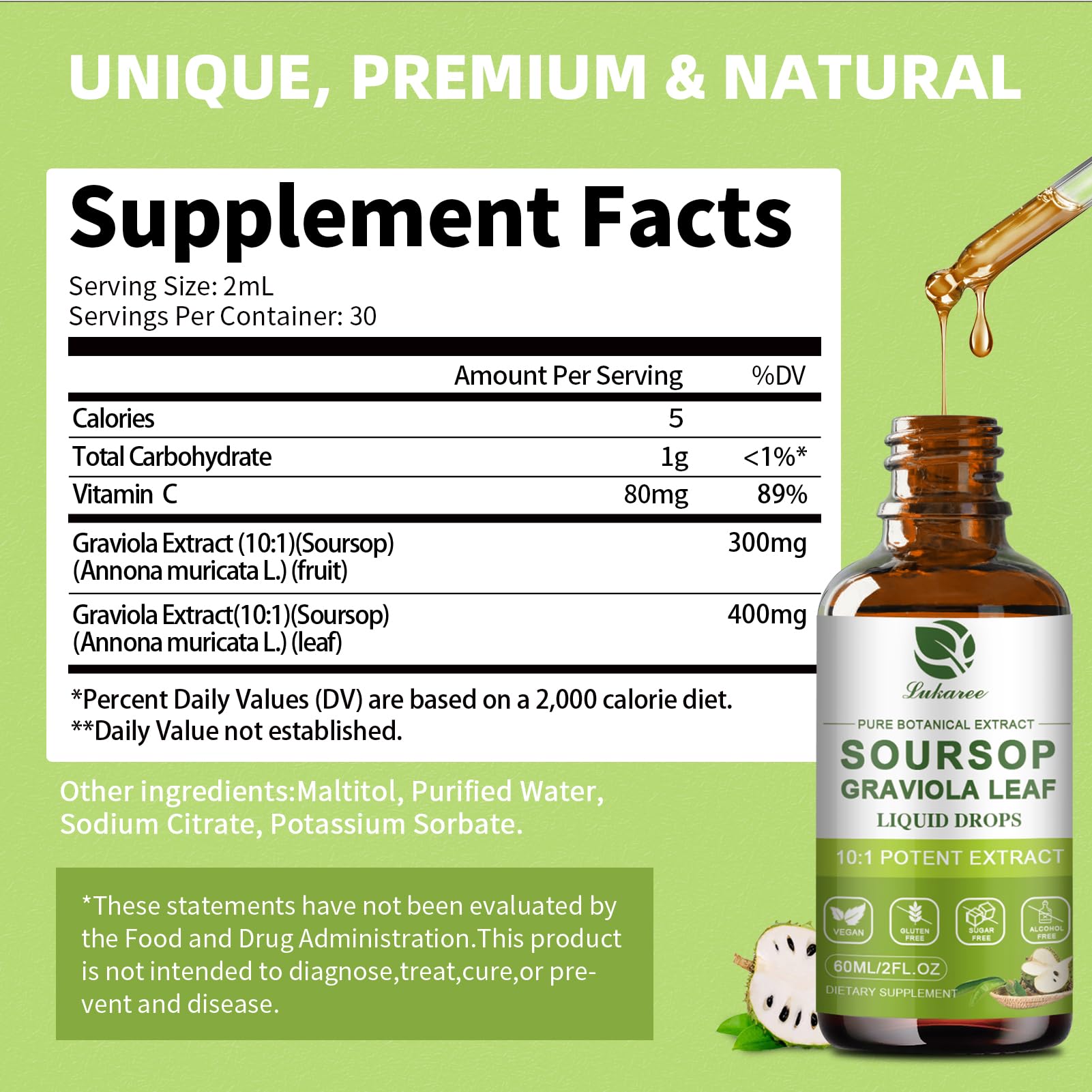 Serving ideas: soursop drops with water or foods