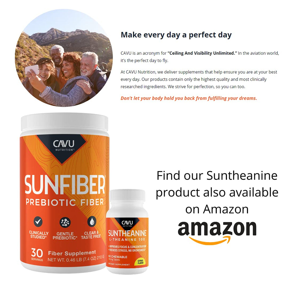 Label showing serving size 6 g for Sunfiber