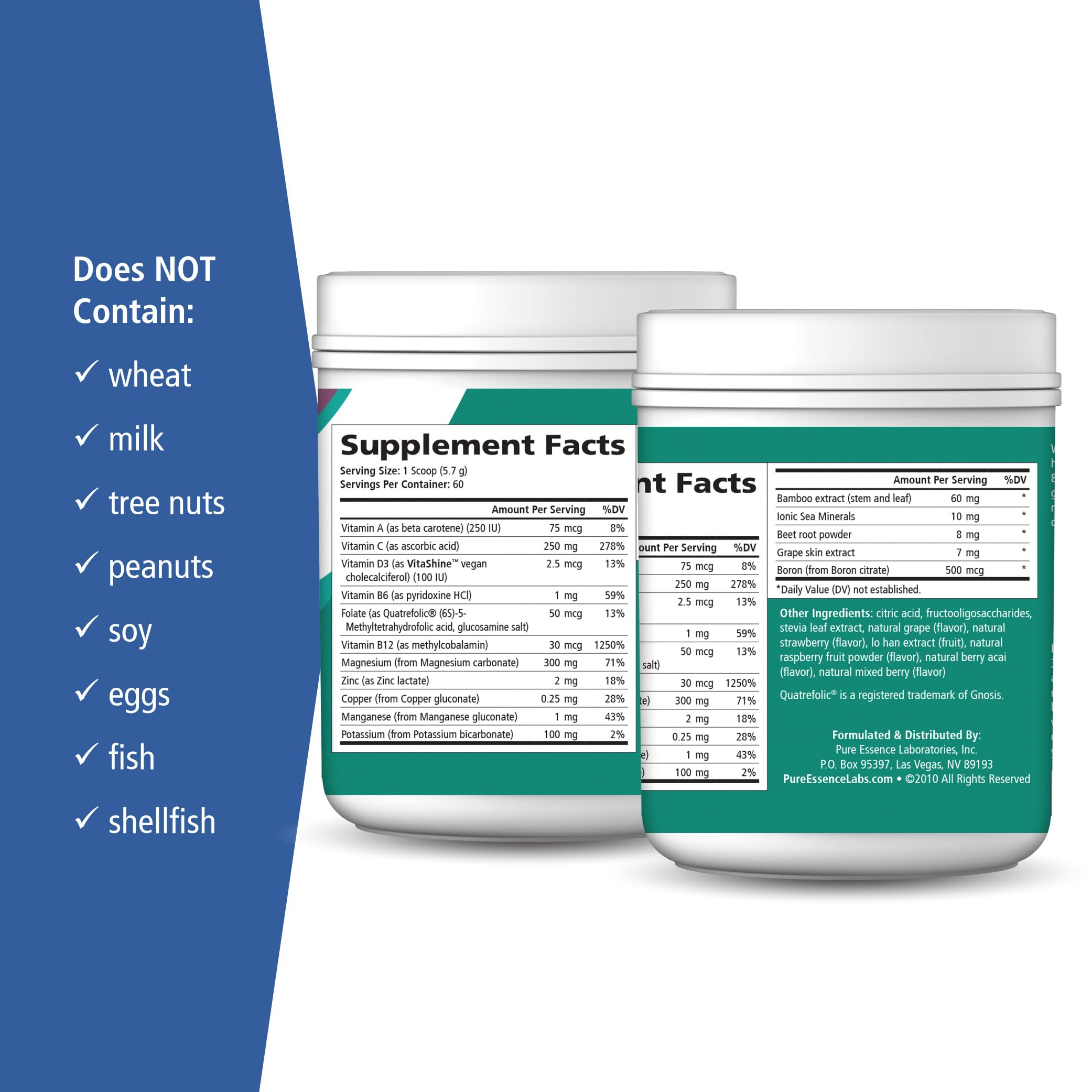 Scoop of powder with a prepared drink beside it.