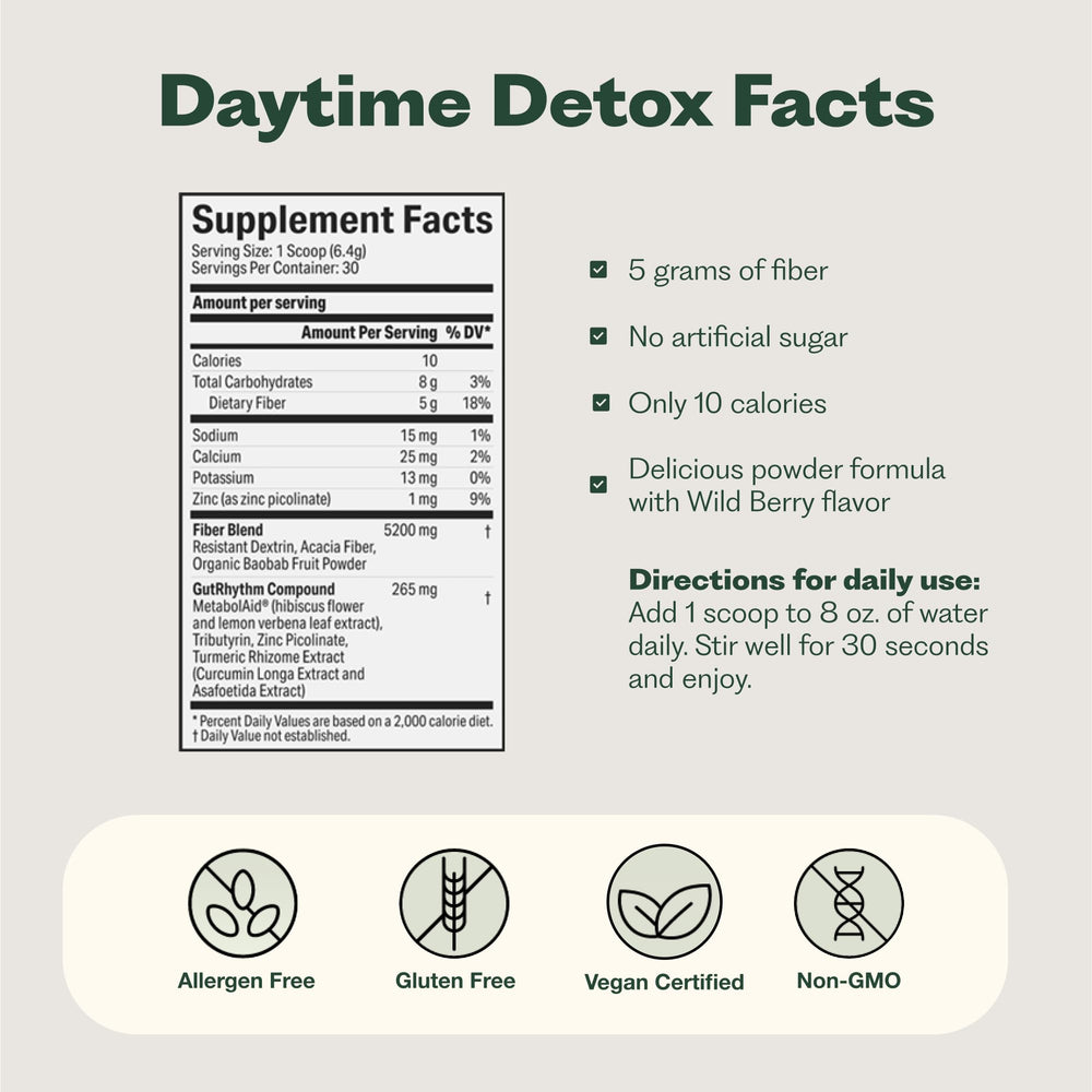 30-serving container of GutRhythm Daytime Detox