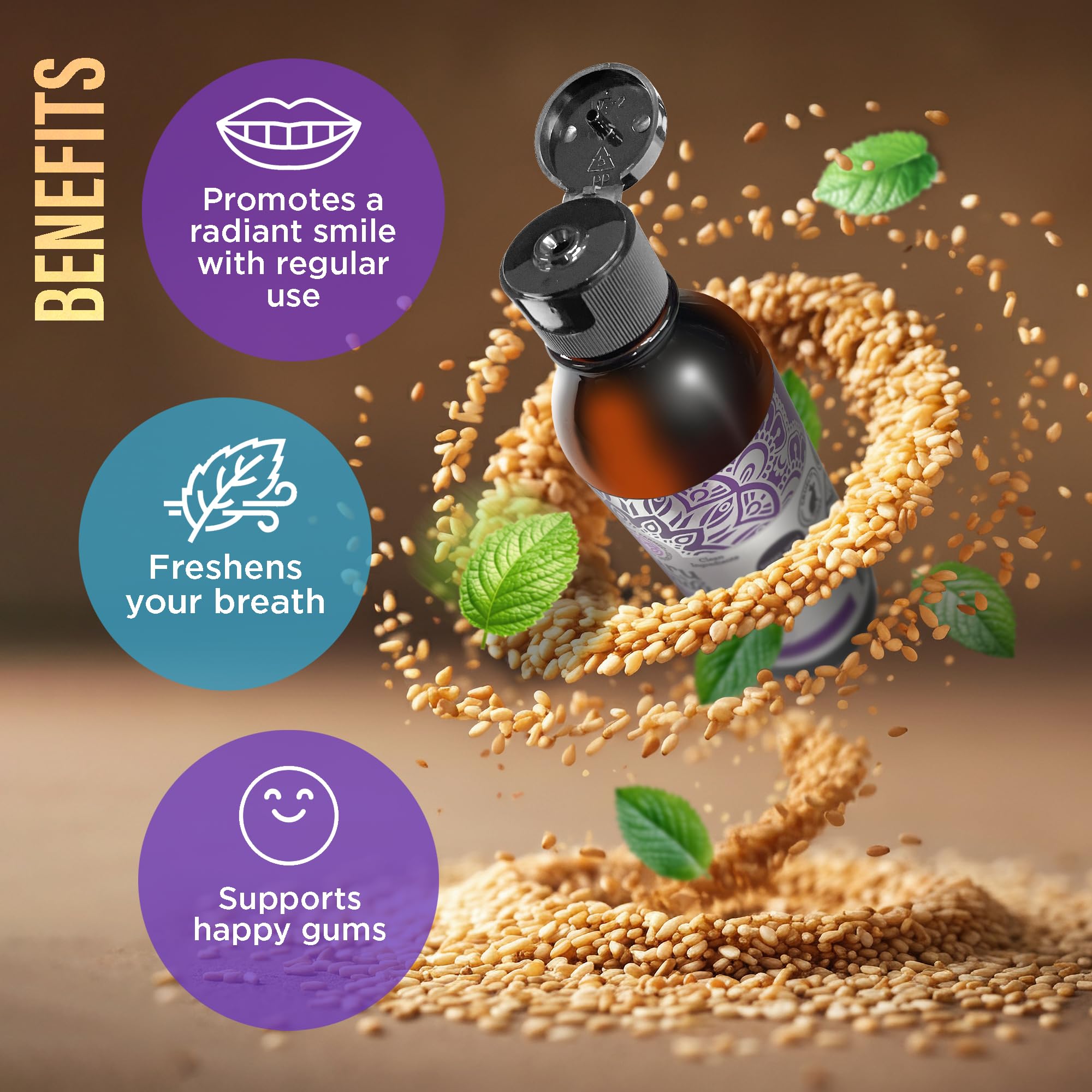 Illustration of sesame oil benefits for oral health