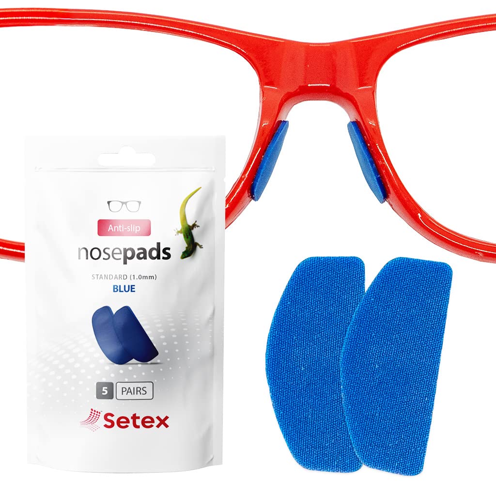 Setex Gecko Grip 1mm anti-slip eyeglass nose pads, blue, 5-pack, USA made