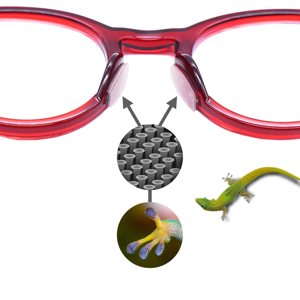Nose pads attached to plastic eyeglass frame