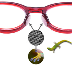 Nose pads attached to plastic eyeglass frame