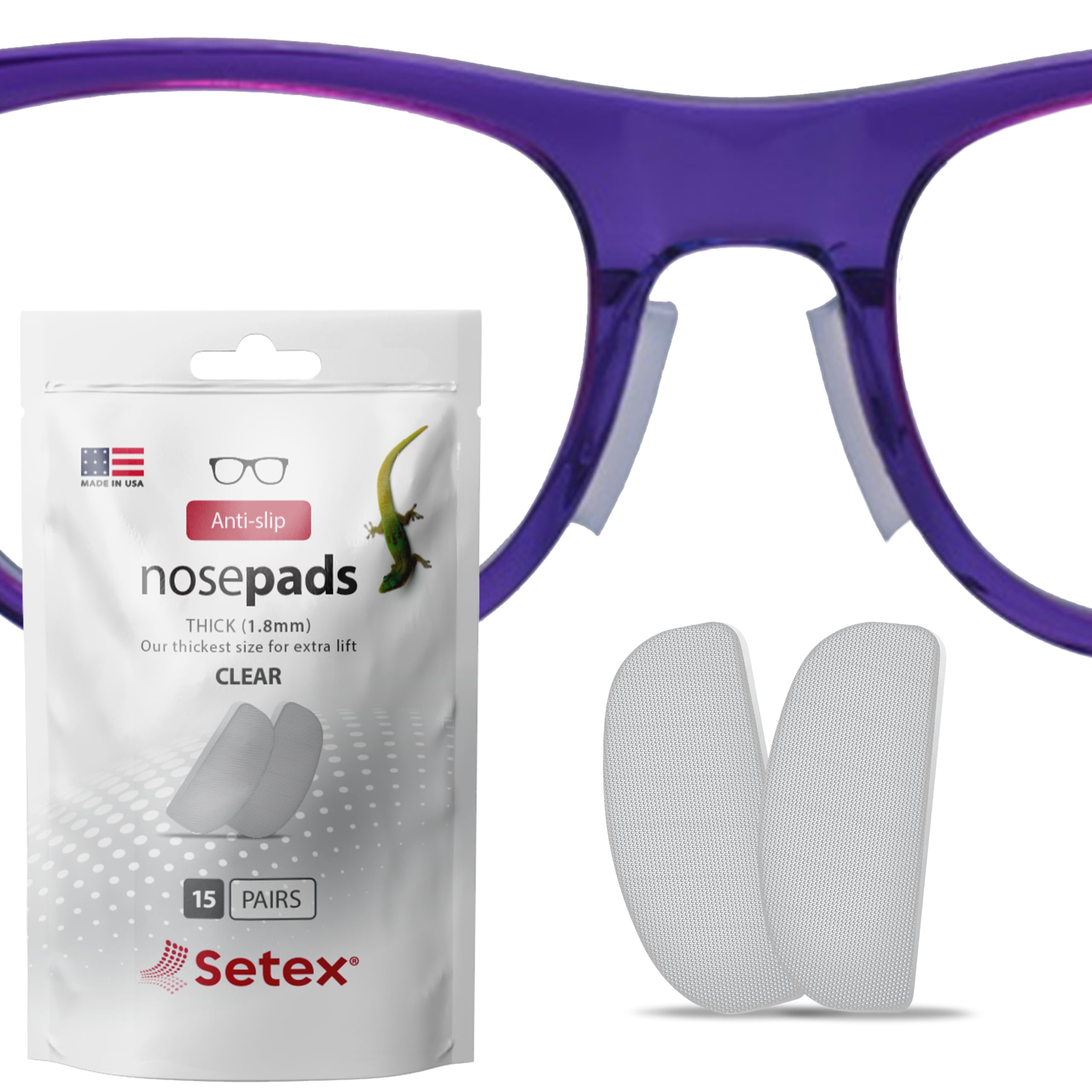 Close-up of Setex Gecko Grip nose pad showing microfiber structure