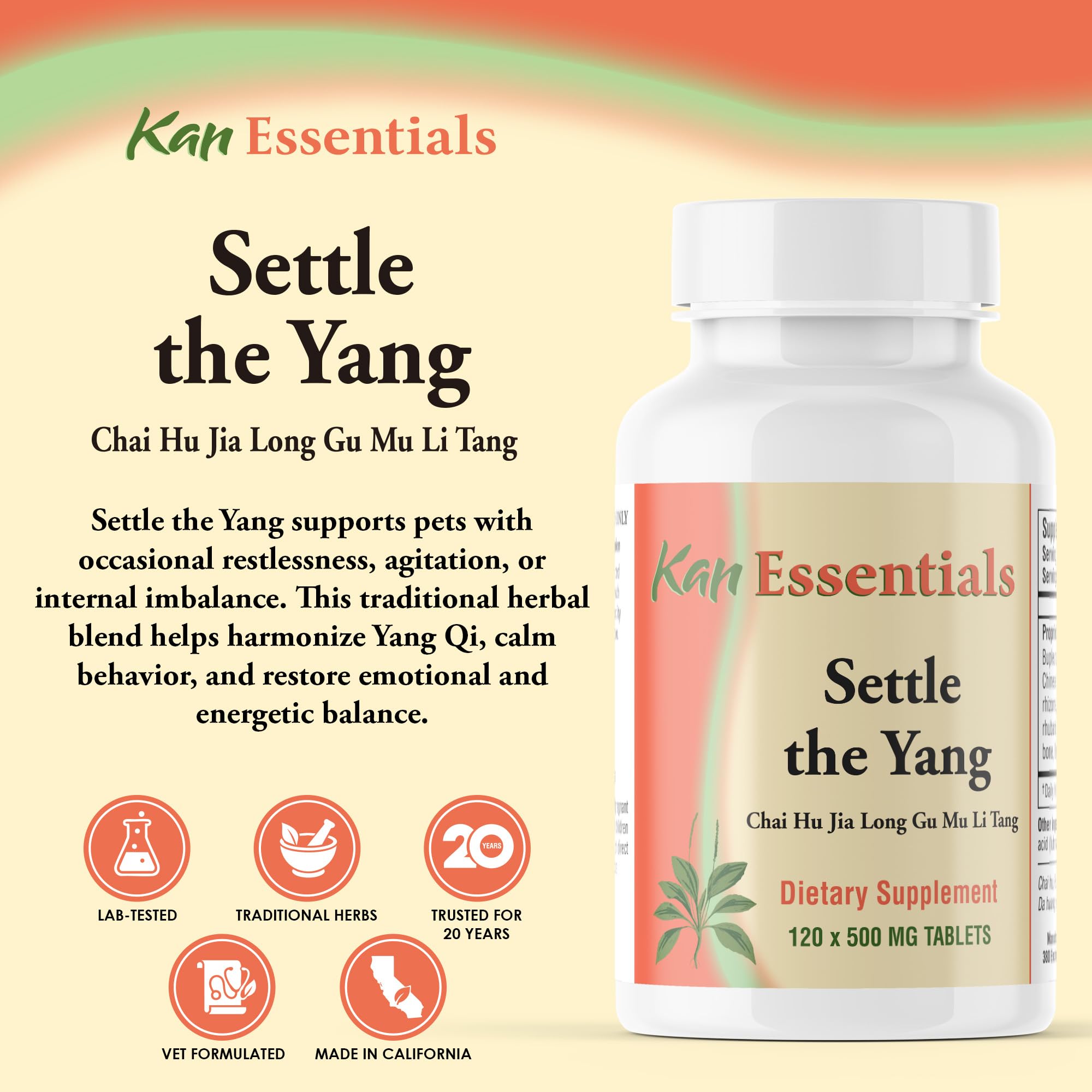 Close-up of Settle the Yang 120 Tabs capsules