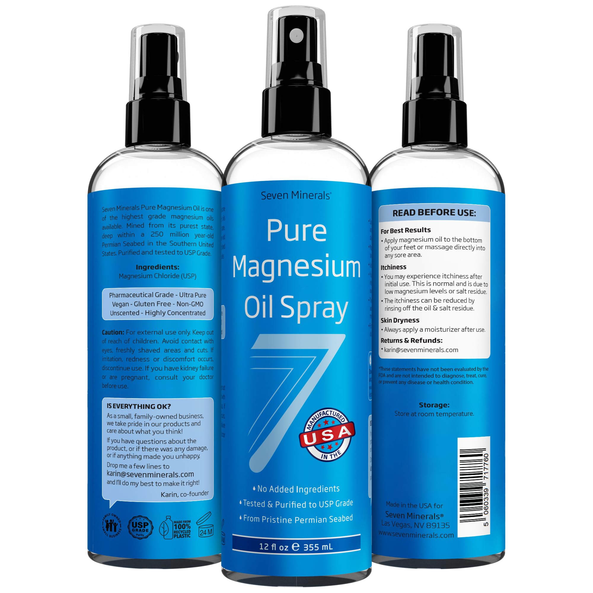 Relieving muscle pain with Seven Minerals magnesium oil spray