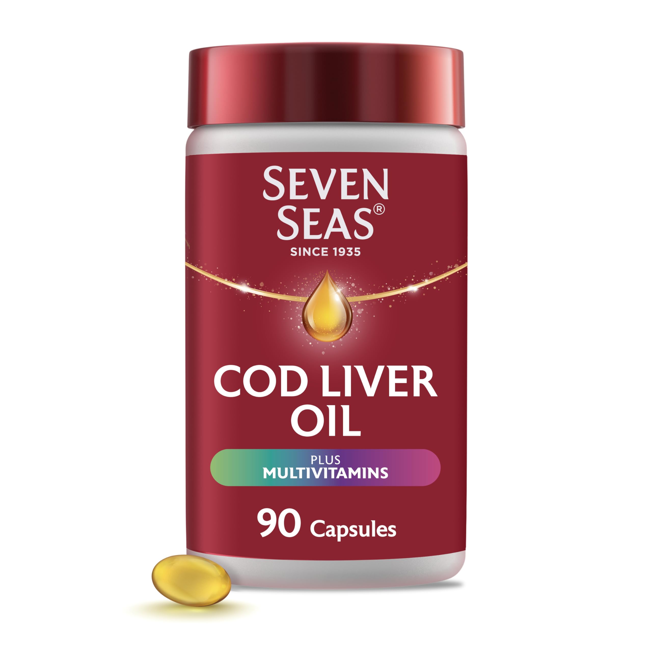 Seven Seas Cod Liver Oil and Multi Vitamins 90 capsules bottle - front view