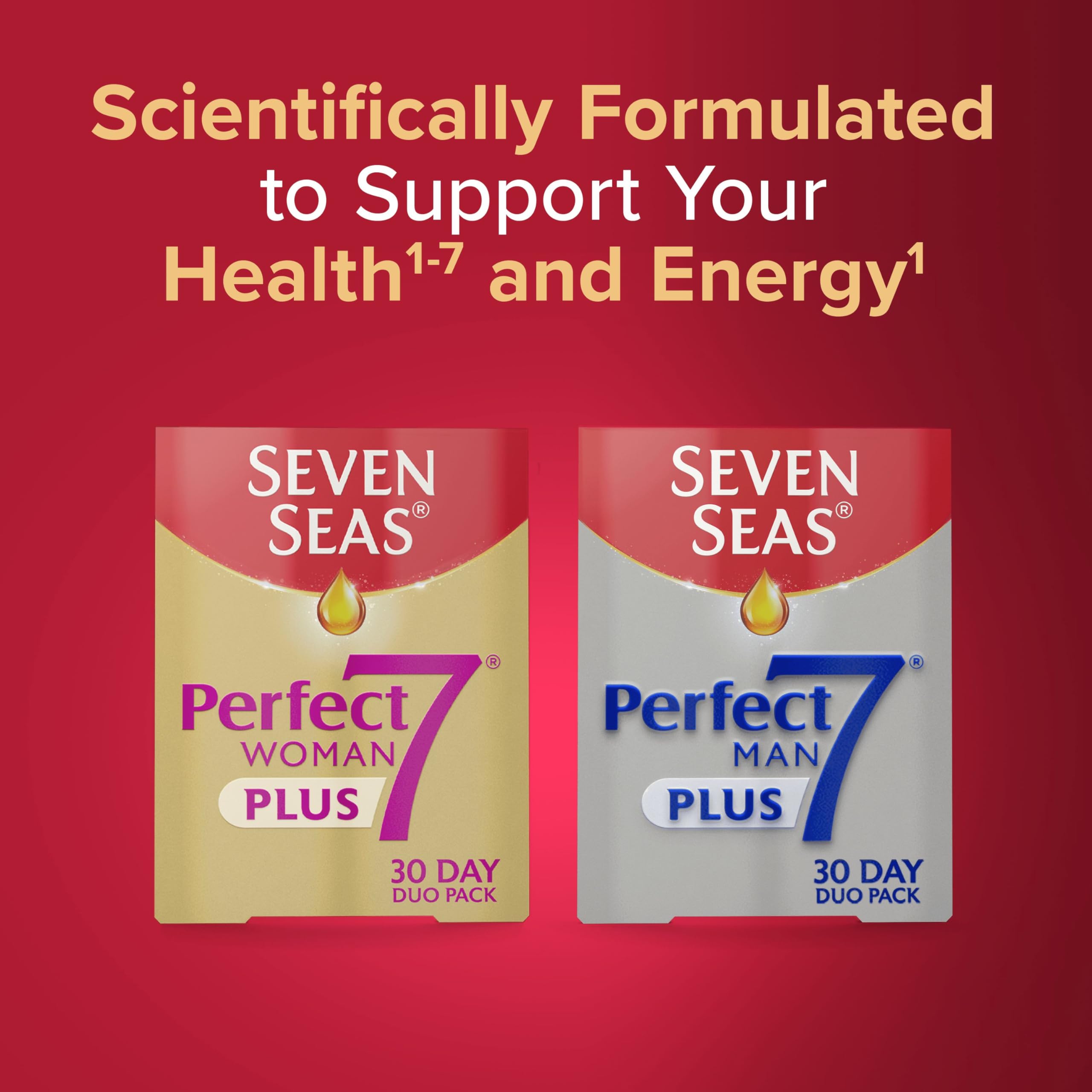 Omega-3 fish oil graphic associated with Seven Seas Perfect7