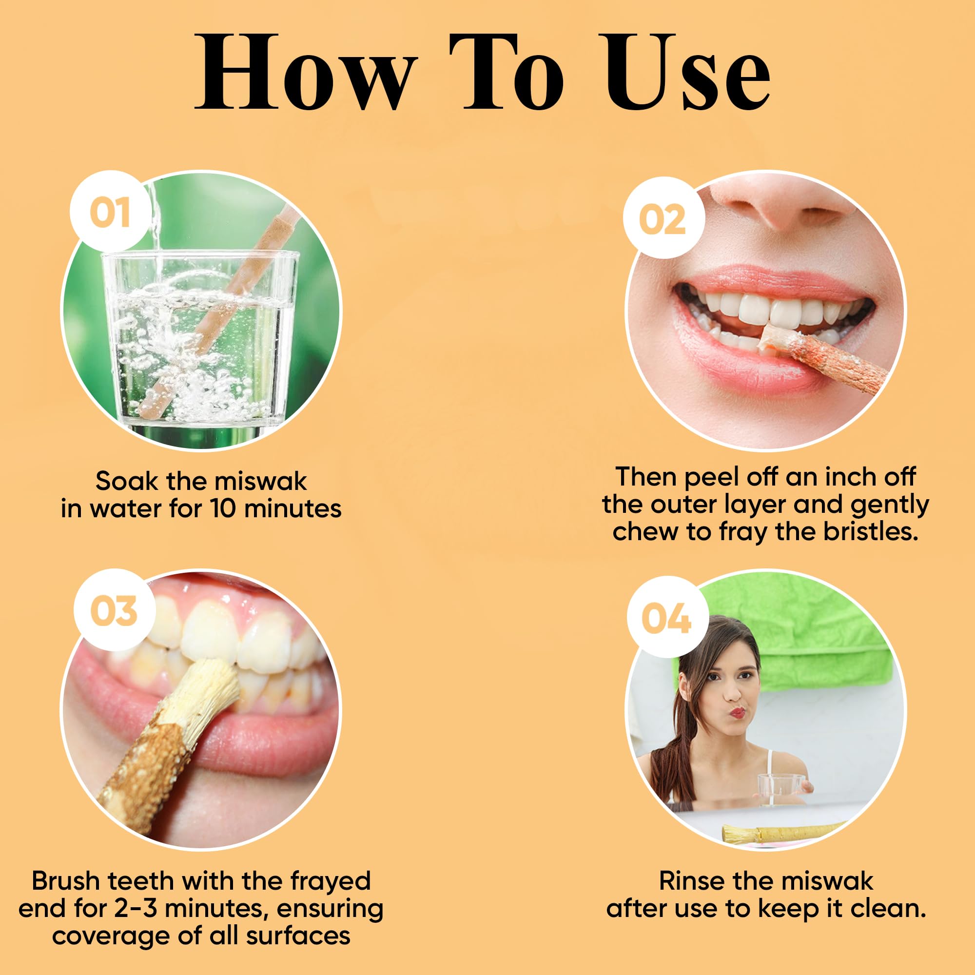 Close-up of natural Miswak toothbrush sticks