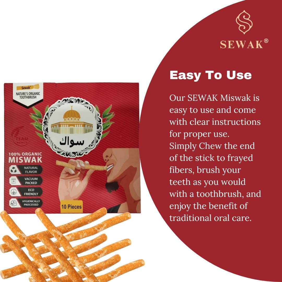 Vegan, organic, cruelty-free labeling on SEWAK Miswak
