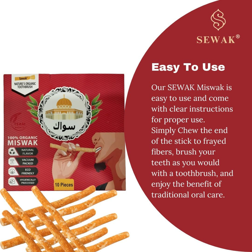 Vegan, organic, cruelty-free labeling on SEWAK Miswak