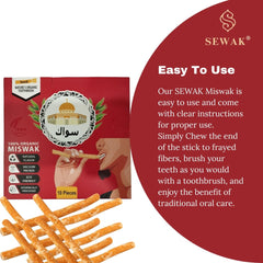 Vegan, organic, cruelty-free labeling on SEWAK Miswak