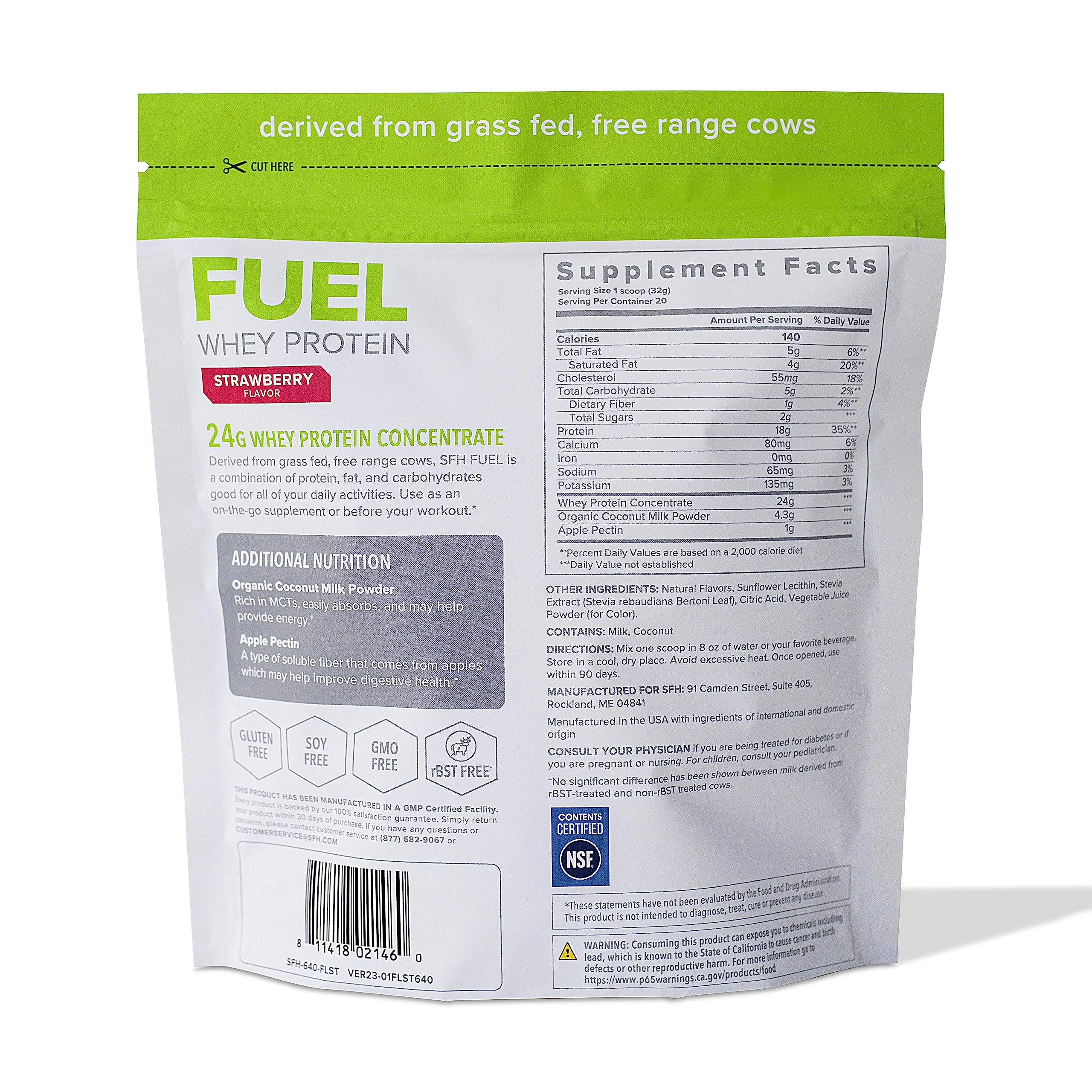 SFH Fuel whey protein shake glass for quick on-the-go protein.