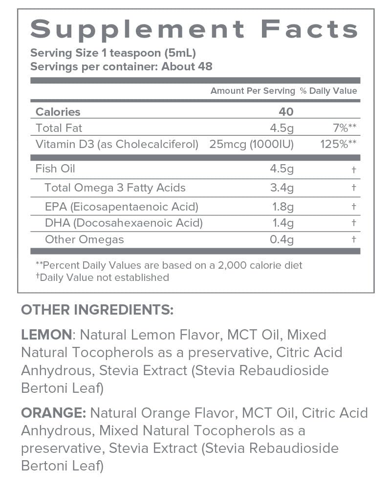 Close-up of label showing 3400mg Omega-3 per serving