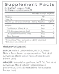 Close-up of label showing 3400mg Omega-3 per serving