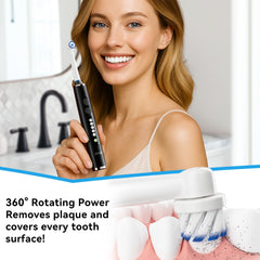 Eight soft-bristle brush heads for thorough cleaning