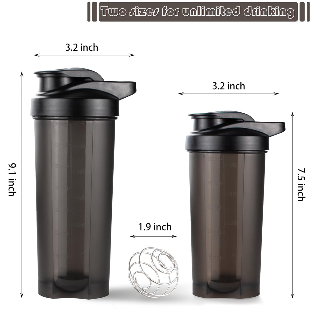 ShakerZoo 6-pack black 24 oz shaker bottle side view