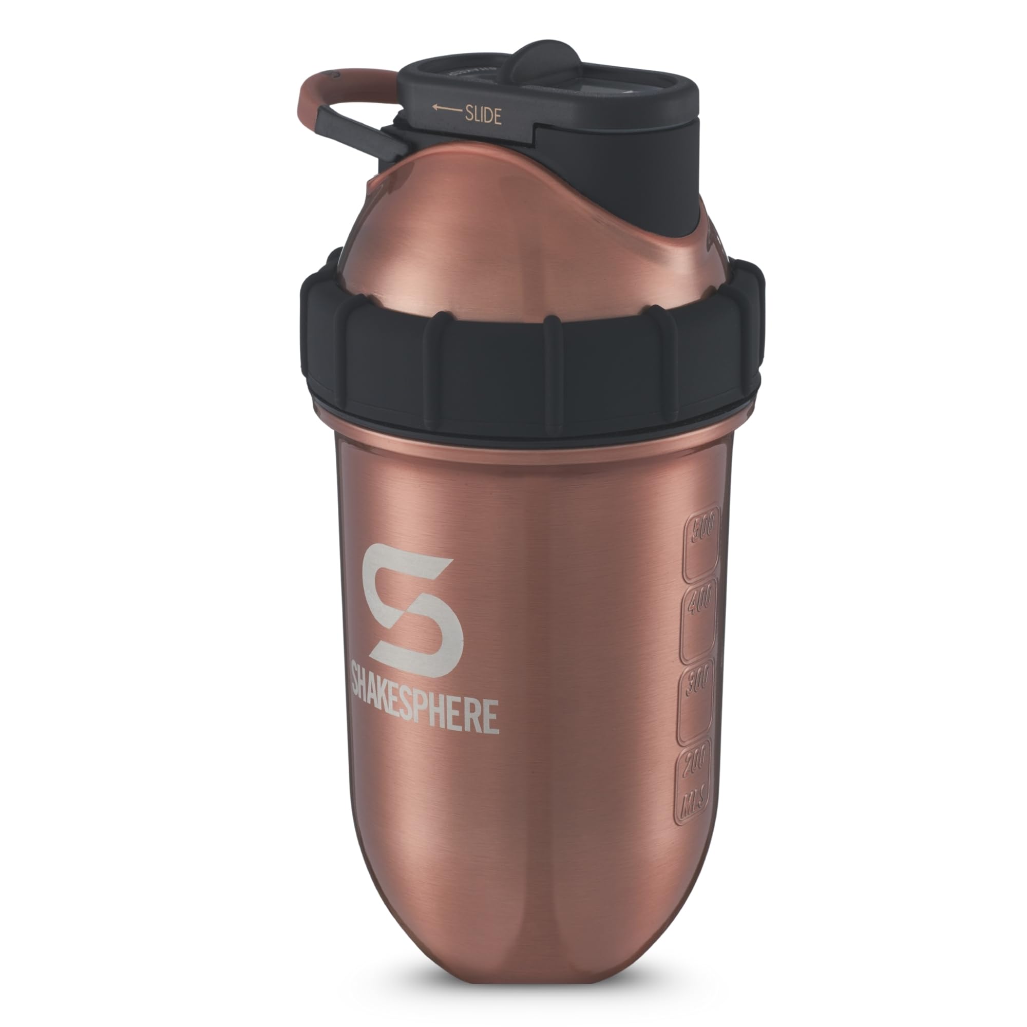 SHAKESPHERE 24oz insulated shaker bottle top view demonstrates portable hydration.