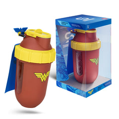 SHAKESPHERE Wonder Woman edition 24oz shaker bottle with clear Tritan for quick ingredient visibility