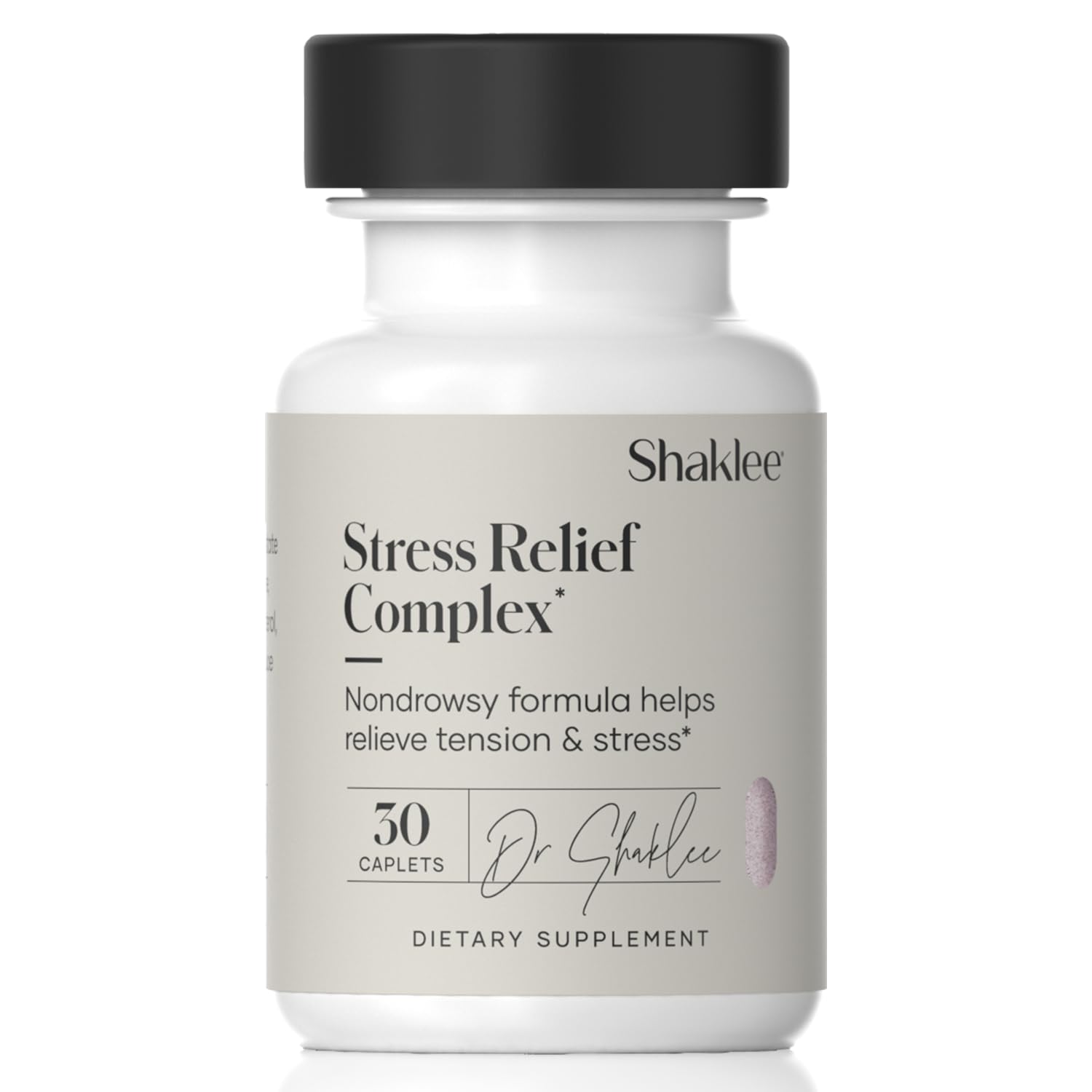 Shaklee Stress Relief Complex bottle and label on white background